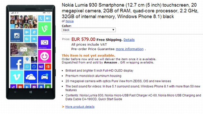 Előrendelhető a Nokia Lumia 930!