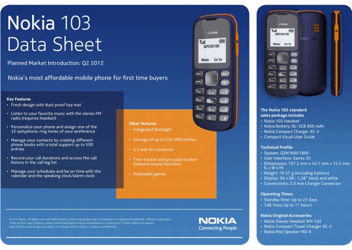 Nokia 103: a világ legolcsóbb mobilja
