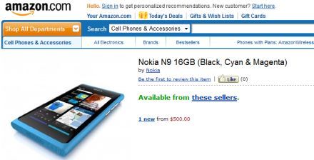 Nokia N9: 500 dollártól