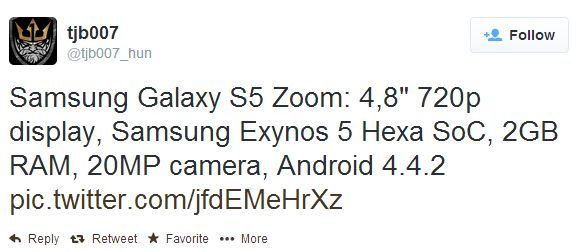 Galaxy S5 Zoom: 20 megapixeles kamerával