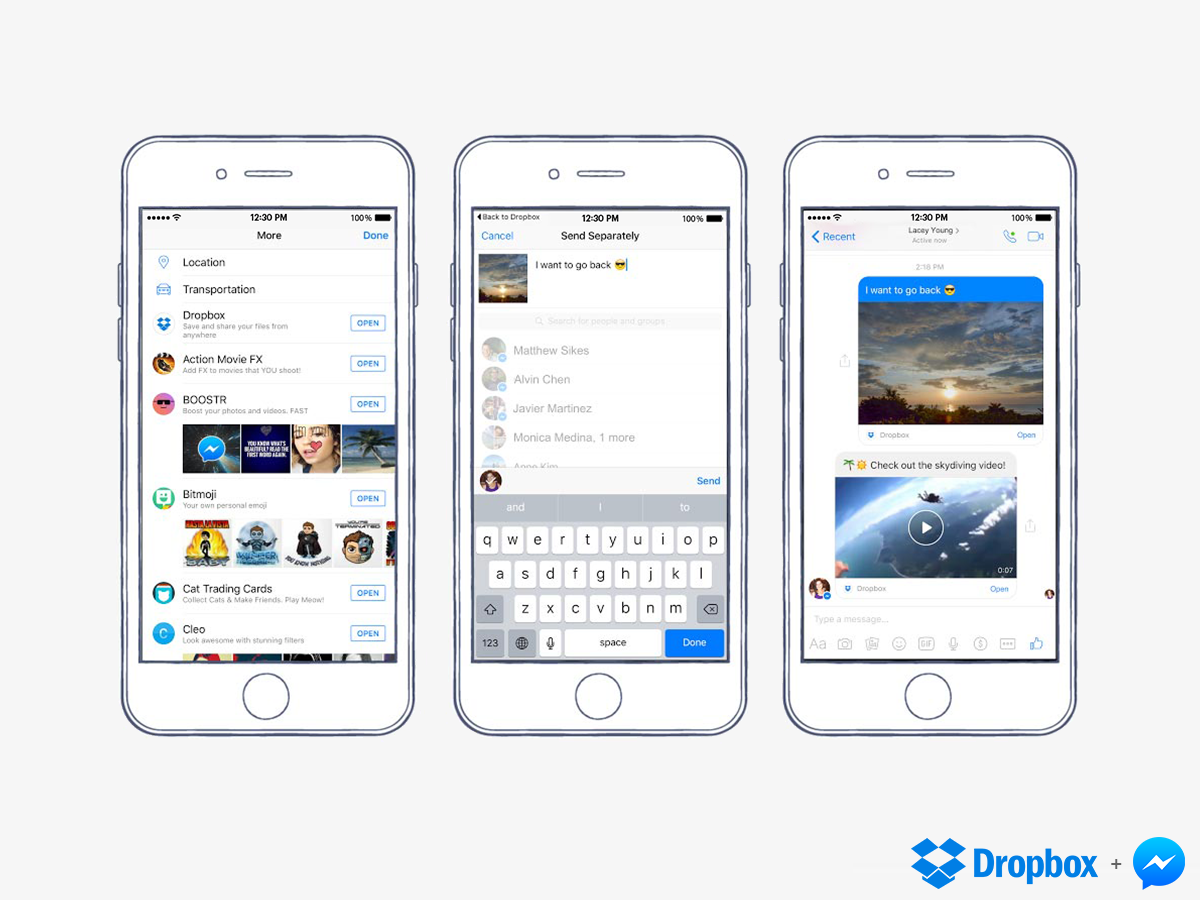Dropbox: itt a Facebook messenger integráció