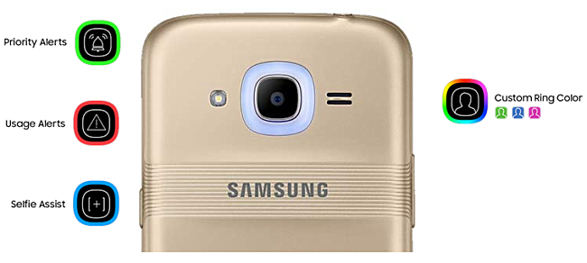 Samsung Galaxy J2: világító kameragyűrűvel
