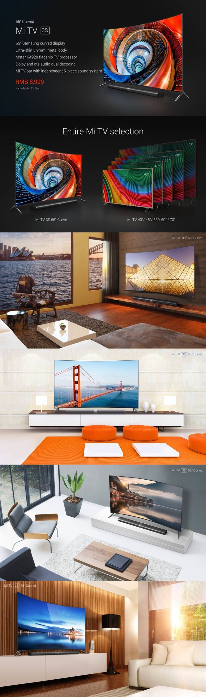 Gyönyörű, ívelt, 65 colos tévé a Xiaomitől