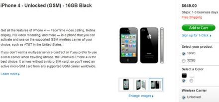 Meglepő: gyári független iPhone 4 649 dollárért