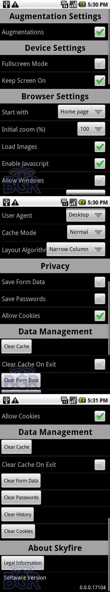 Az elsõ screenshotok: Skyfire Androidra
