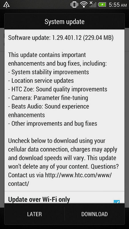 HTC One: Önnek egy frissítése érkezett