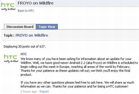 HTC Wildfire frissítés Európának