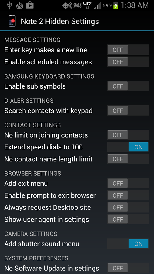 Note 2 Hidden Settings Titkos menü a Samsung okostelefonokban