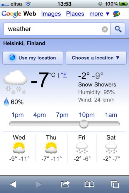 Google: interaktív időjárás panel a keresőben