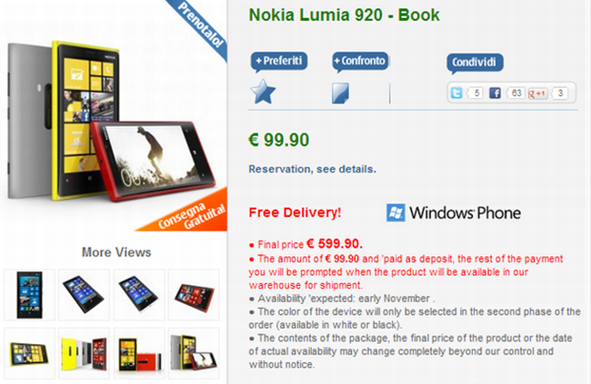 600 euró lesz a Nokia Lumia 920