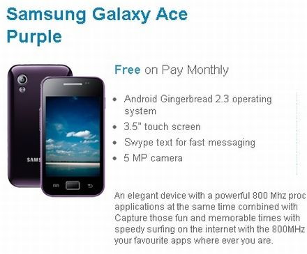 Samsung Galaxy Ace lilában