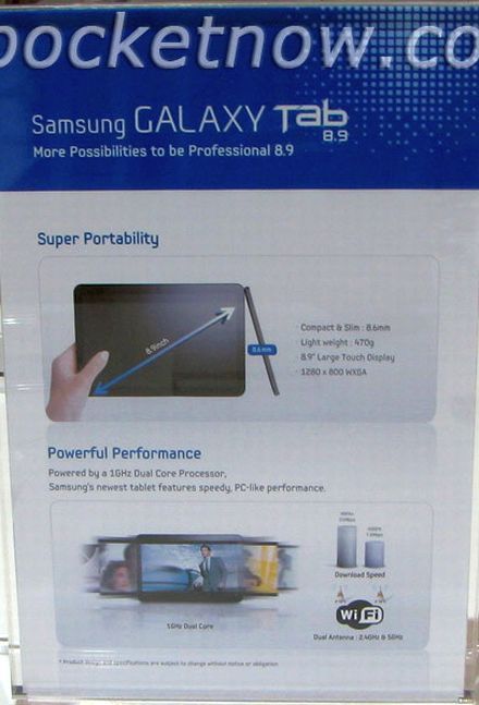 Samsung Galaxy Tab 8.9: fotók és részletek