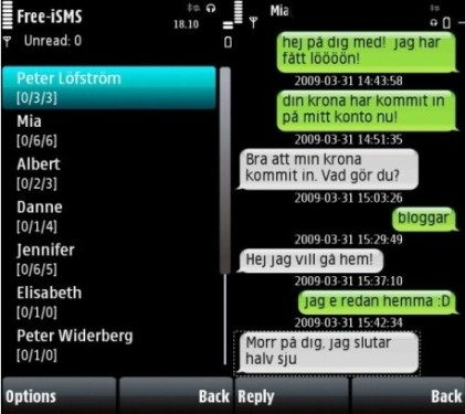 Ingyen iSMS Symbian mobilokra