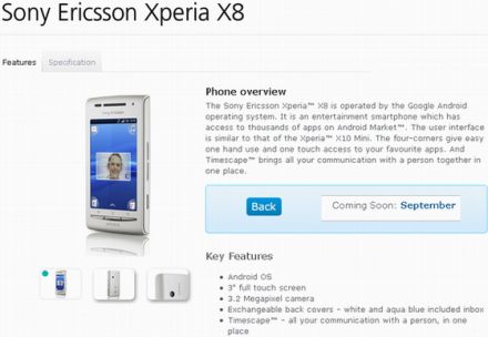 Szeptemberben itt a Sony Ericsson Xperia X8
