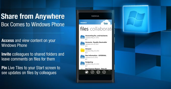 Box felhő már Windows Phone-ra is
