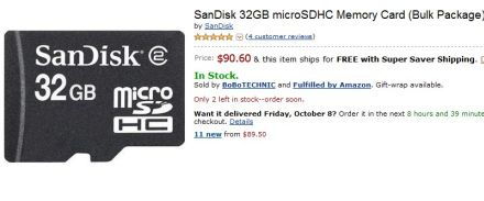 32 gigabájtos microSD kártya olcsón