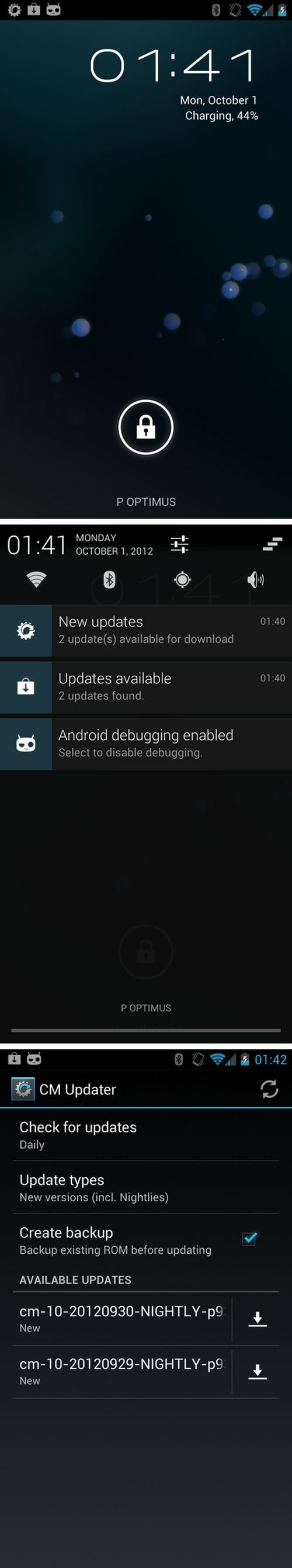 CM Updater CyanogenMod 10 OTA frissítéssel