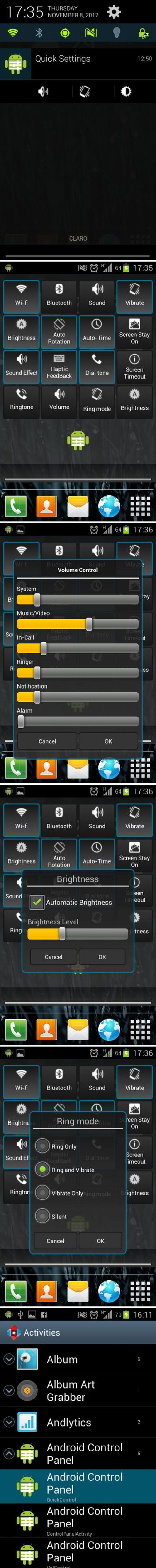 Control Panel Gyorsmenü minden androidos mobilra