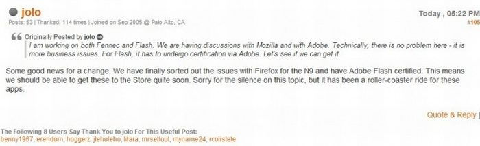 Nokia N9: flash-t támogató Firefox-szal