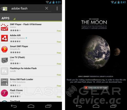 Android ICS: a Flash nem támogatott