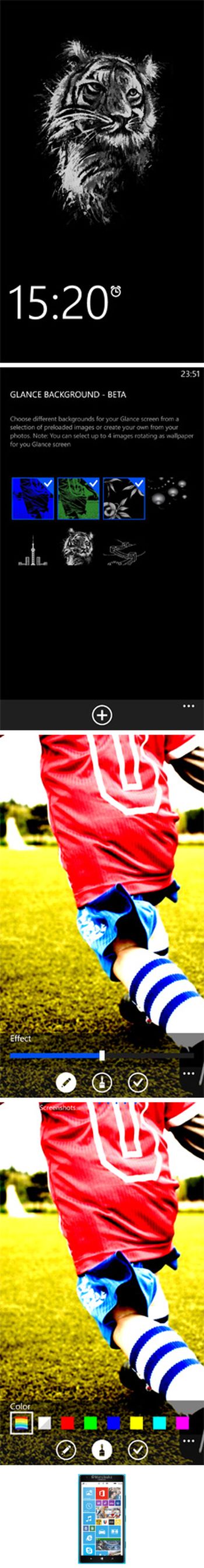 Glance Screen és ciánkék Nokia Lumia 1520