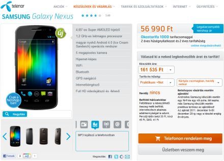 Galaxy Nexus a Telenornál