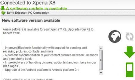 Xperia X8 frissítés: itt az Android 2.1