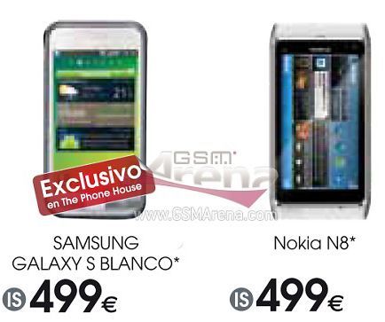 Nokia N8 és fehér Galaxy S a spanyoloknál és a briteknél