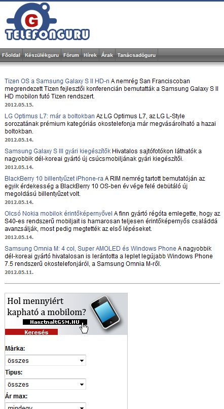 Telefonguru mobilra optimalizálva