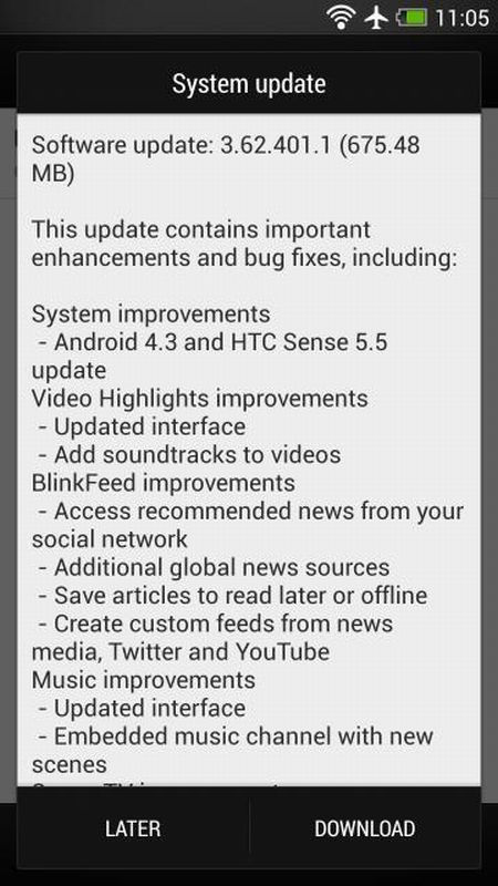 Itt az Android 4.3 a HTC One modellekre