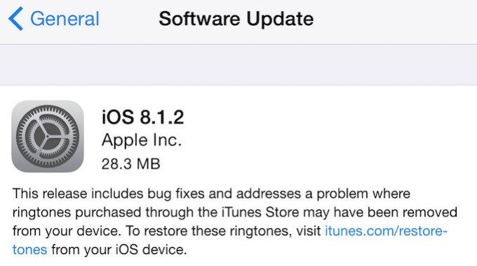 Itt az iOS 8.1.2 frissítés
