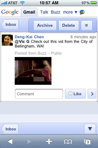 Integrált Google Buzz a mobilodon is