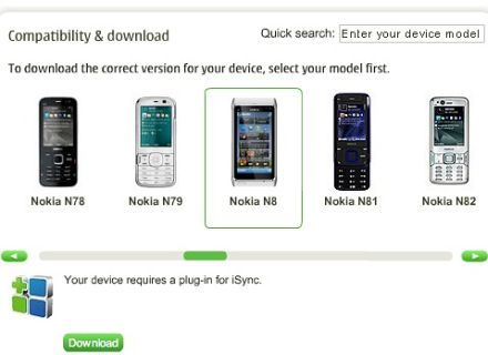 iSync támogatás a Nokia N8-hoz