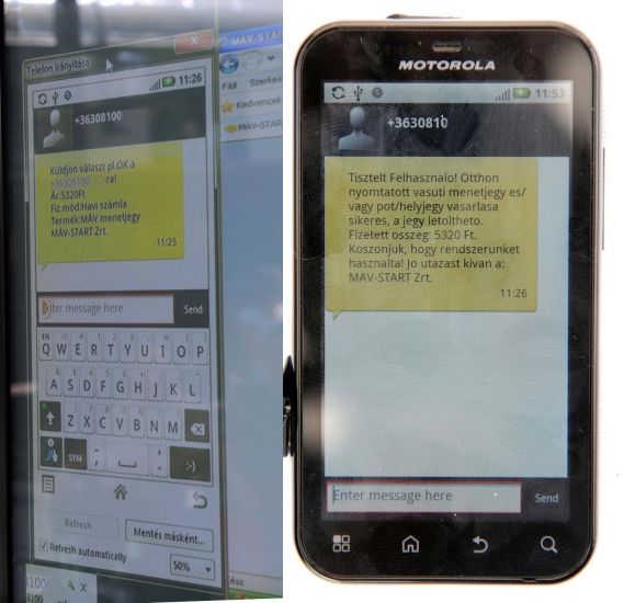 Vonatjegyet mobilegyenlegrõl