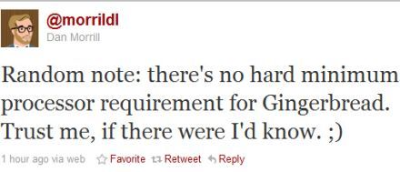 Android 2.3: nincs minimum hardverkövetelmény  