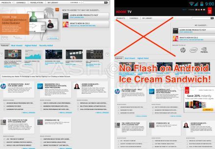 Android ICS: a Flash nem támogatott