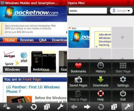 Natív Opera Mini 5 béta Windows Mobile-ra
