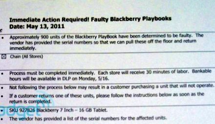 Gyári hibás a BlackBerry PlayBookok egy része