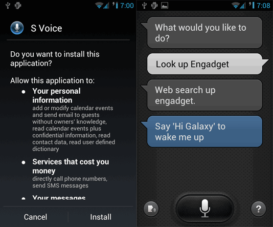 Samsung S Voice: ICS mobilokra 