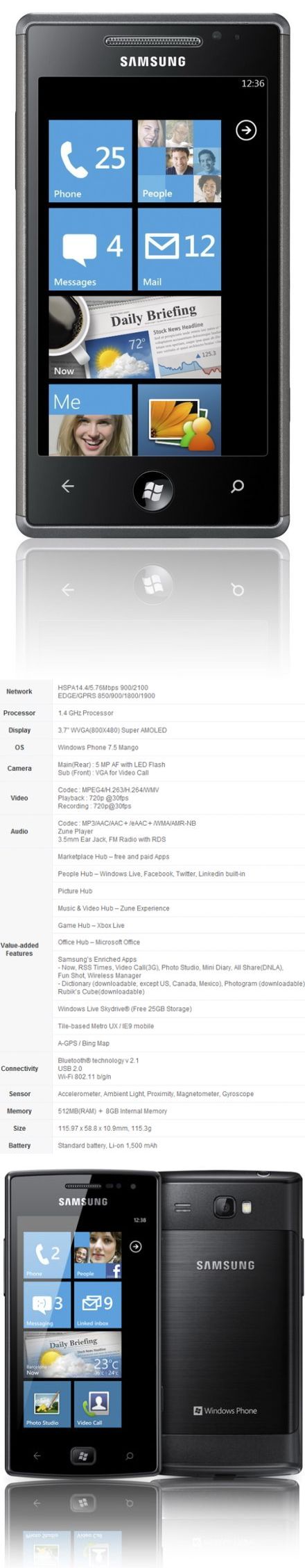 Megjelent a Samsung Omnia W: 3.7 col, WP Mango