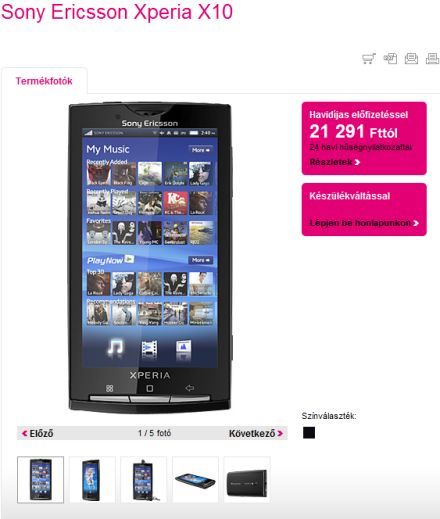 Mától: Xperia X10 a T-Mobile kínálatában