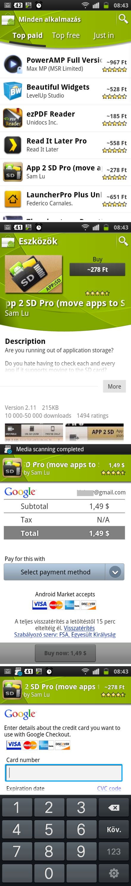 Fizetõs Android Market már Magyarországon is