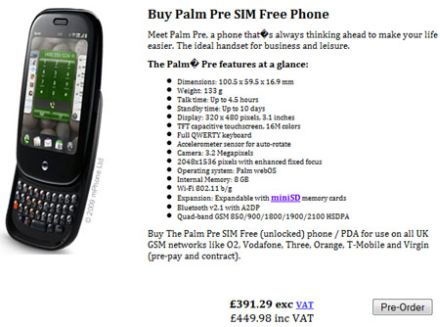 Jön a kártyafüggetlen Palm Pre