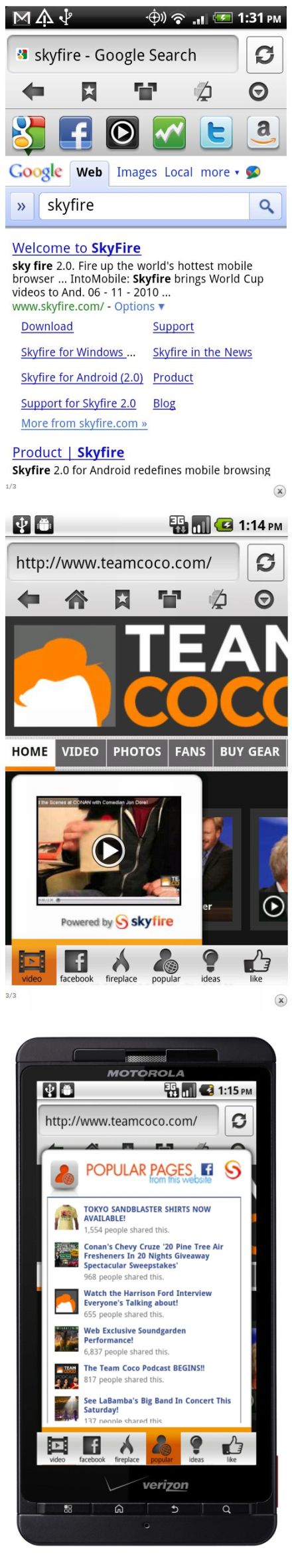 Skyfire 3.0 Facebook integrációval