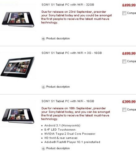 Sony Tablet S: 125 ezer forinttól