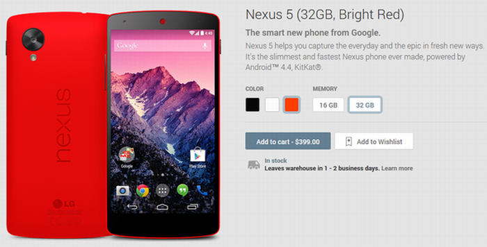 Hivatalosan is itt a piros Google Nexus 5