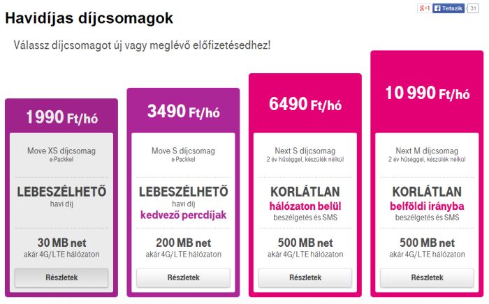 T mobile tarifák