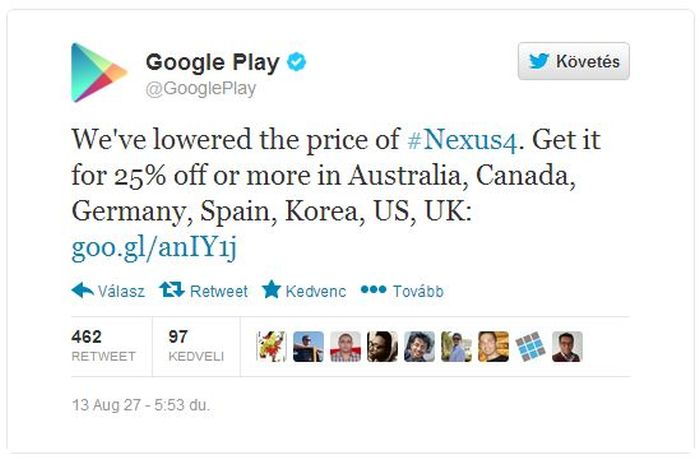 Nexus 4 Még olcsóbb lett a Nexus 4!
