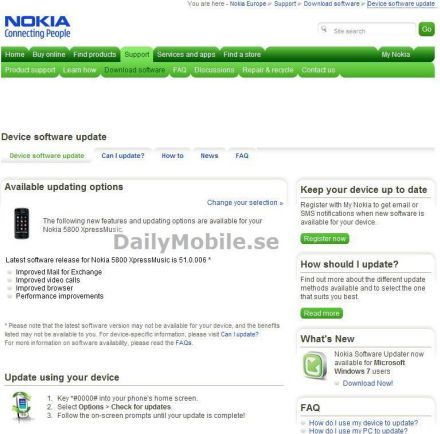 Nokia 5800 szoftverfrissítés érkezett