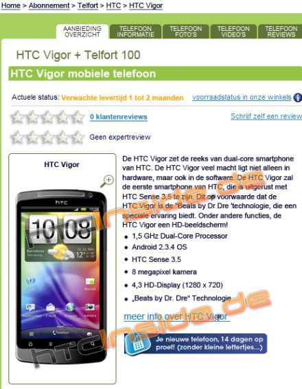 HTC Vigor: kép és specifikáció